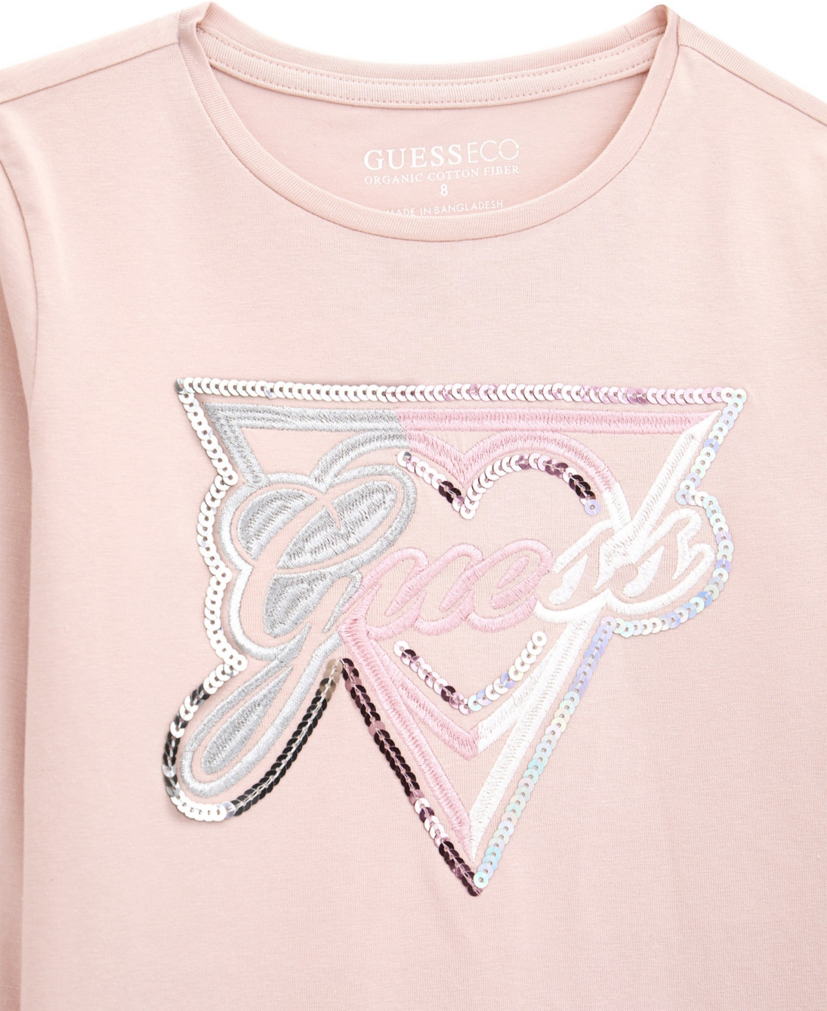 Guess Big Girls Long Sleeve Embroidered Sequin Logo T-Shirt