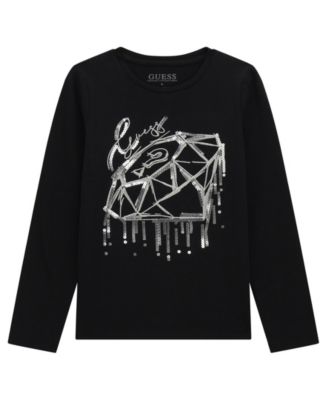 Girls' 7-16 Long-Sleeve Rhinestone-Embellished Logo T-Shirt