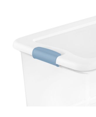 106 Qt Clear Plastic Stackable Storage Bin w/ White Latch Lid, 12 Pack