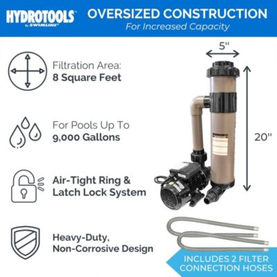 Hydrotools 70026HCK Cartridge Pool Filter Complete System 2220 GPH Pump
