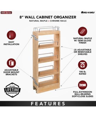 8" Pullout Wall Kitchen Cabinet Organizer Storage Rack, 448-WC-8C