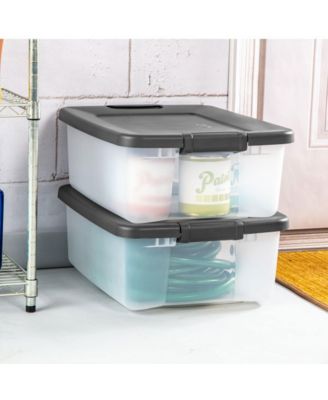 25 Quart ShelfTote, Stackable Storage Bin with Latching Lid, 6 Pack