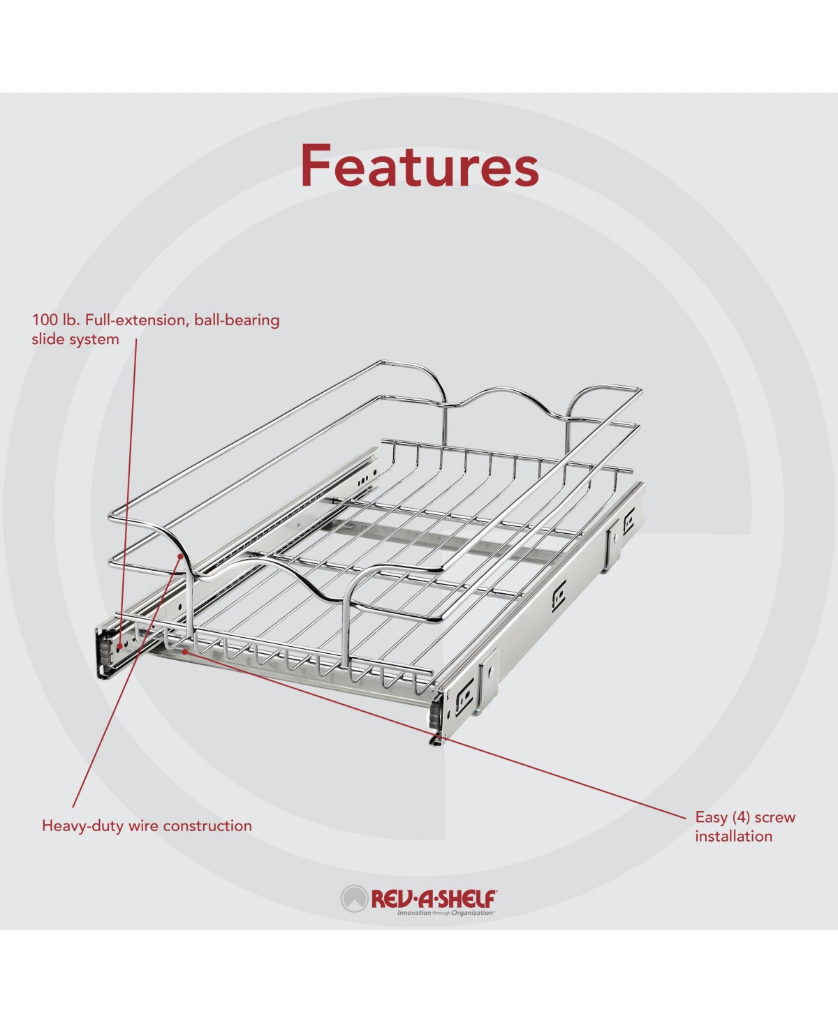 Rev-a-Shelf 5WB1-1222CR-1 12"x22" Single Pull Out Basket (Refurbished)