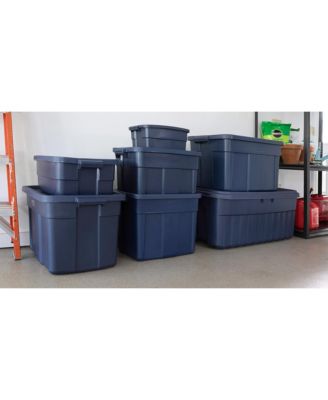 18 Gallon Stackable Storage Container, Dark Indigo Metallic (12 Pack)