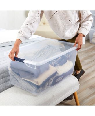 Cleverstore 95 Quart Clear Plastic Storage Container & Lid, (4 Pack