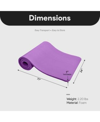 GoCloud 1" Thick Exercise Yoga Mat w/Carry Strap, Purple