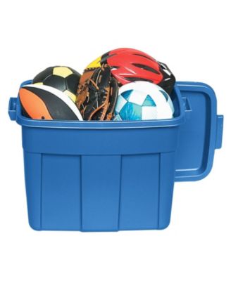 Roughneck Tote 18 Gallon Storage Container, Heritage Blue (6 Pack)