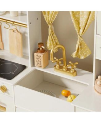 Iconic Wooden Play Kitchen – Cream Pretend Cooking Set for Kids