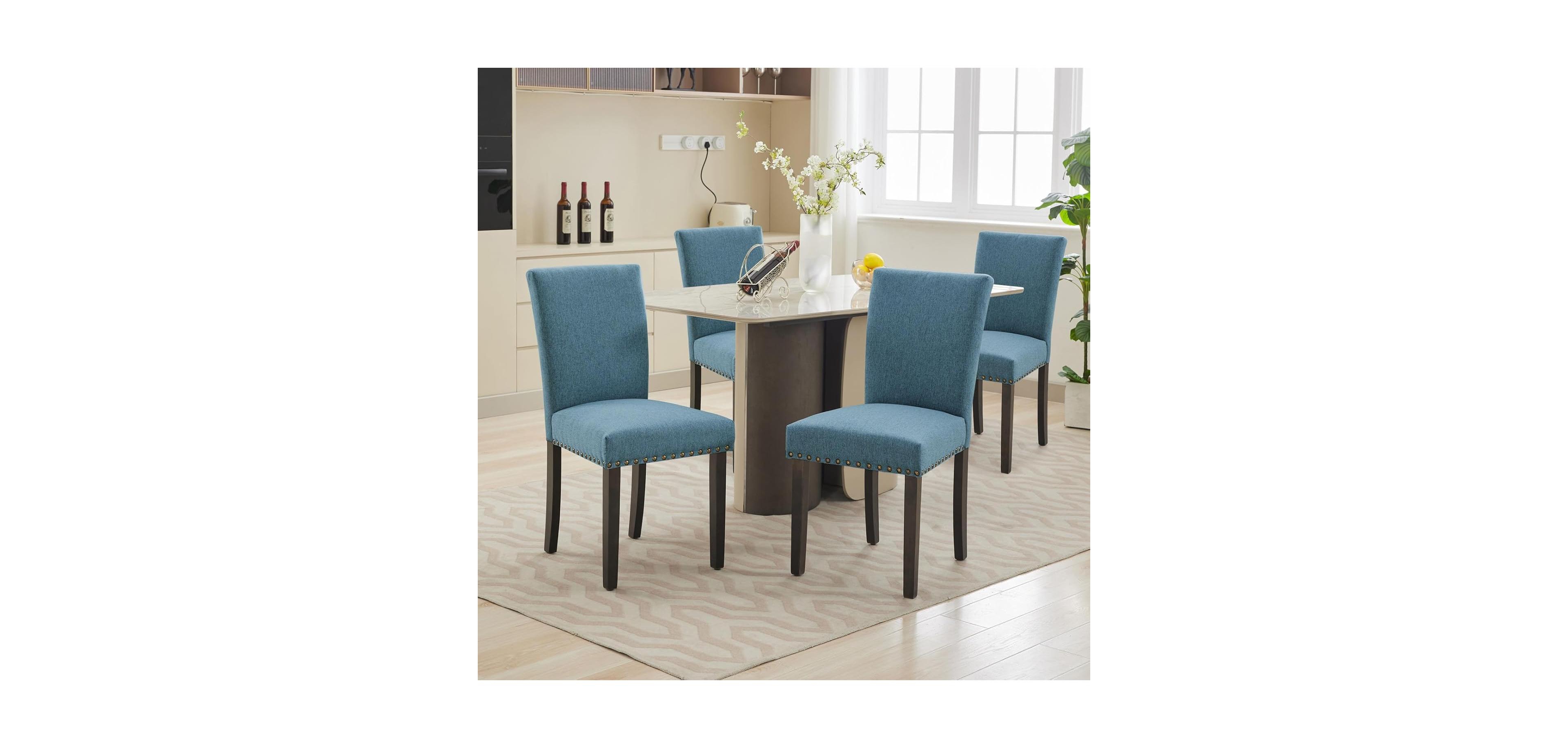 gaomon Upholstered Dining Chairs Set of 4, Fabric Parsons Dining Chair with Nailhead Trim, Modern Fabric Accent Chair Kitchen Chairs for Kitchen
