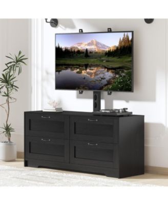 TV Stand with Mount and 4 Drawers Storage Fits 32/45/55/65/75/80 Inch TVs, Black Entertainment Center w/Height Adjustable Mount for Living Room