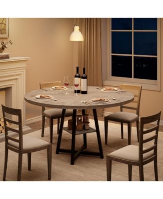 Kitchen Table Industrial Round Dining Table 47 Inch Kitchen Table Set for 4 to 6 Dinner Table