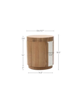 Modern MDF Wood Round Side Table with Ash Veneer, 18.5” Tall