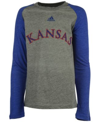 adidas - Boys' Long-Sleeve Kansas Jayhawks Font Raglan T-Shirt
