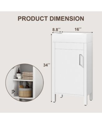 Home 16 inch Bathroom Vanity with Sink Vintage Bathroom Cabinet Vanity with Doors Farmhouse Wooden Freestanding Bathroom Cabinet with Top