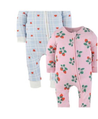 Toddler Girls Strawberry Sweet Treats Cotton Footless Pajamas for Girls, 2 Pack