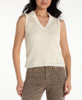 Women's Sleeveless Johnny Collar Sweater