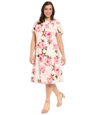 Plus Size Floral Printed Midi Dress