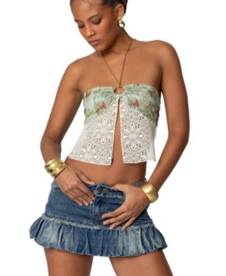 Women's Kloe Backless Crochet Split Front Top