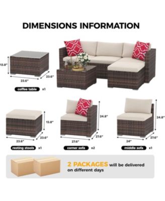 5 Pieces Patio Furniture Set, Rattan Outdoor Patio Furniture Sofa Set with Anti-Slip Cushions