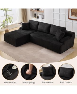 Cloud Sectional Couch 106" Modern L-Shape Corner Modular Upholstered Sofa with Loveseat Chaise Deep Seat Plush Corduroy Fabric Foam Cushions