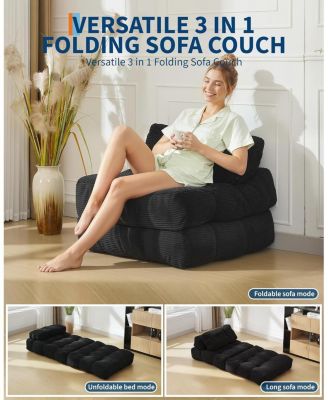 Folding Sofa Bed,Convertible Sleeper Chair with Pillows & Portable Fold Out Chair Bed Boneless Couch,Sofa Lounge for Living Room