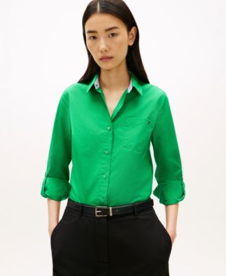 Women's Classic Poplin Roll-Tab Long-Sleeve Shirt