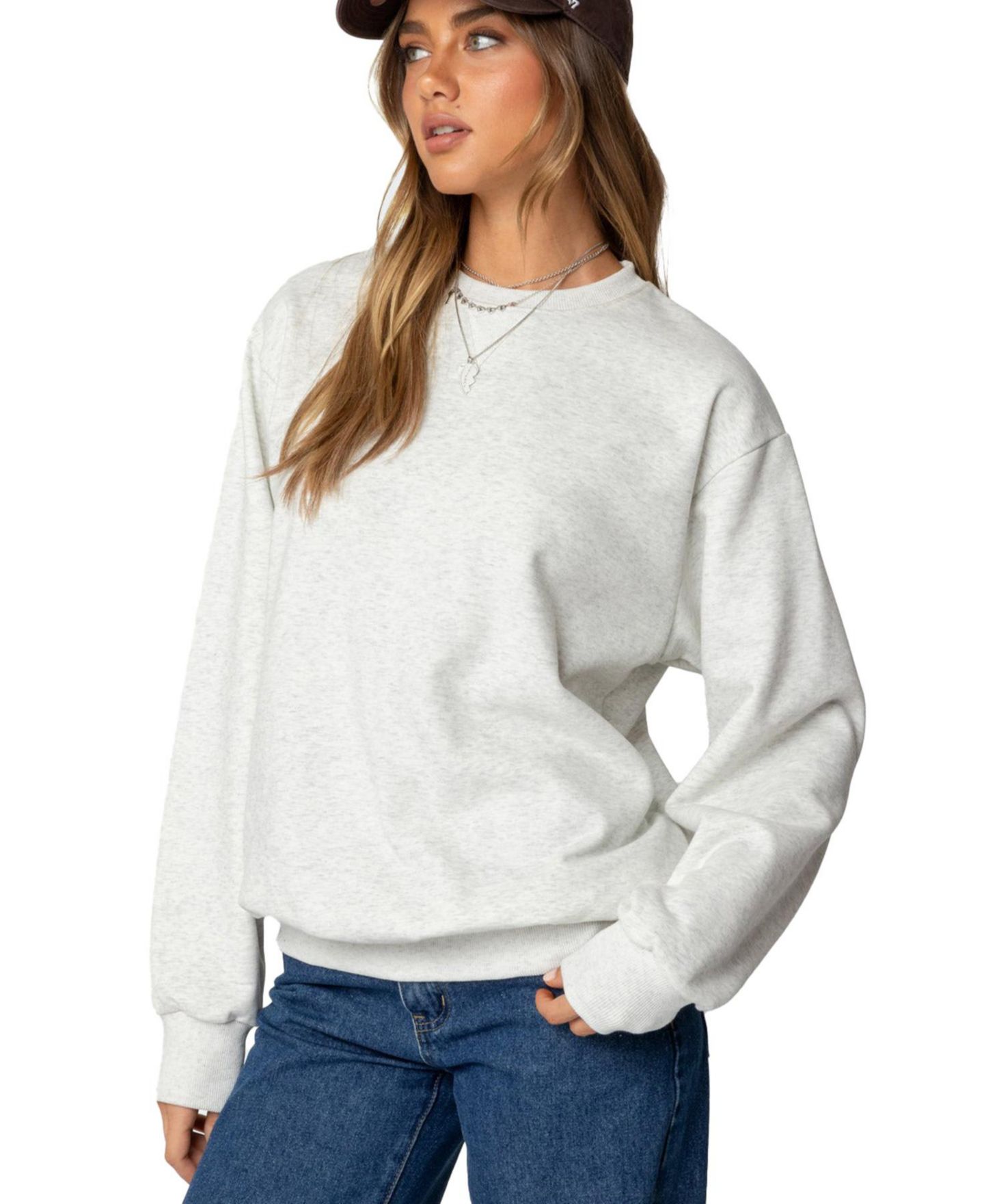 Женская толстовка Edikted Laurey Oversized Sweatshirt, цвет: Серый меланжевый — фото 3