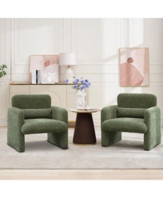 Accent Chair with Arms, Modern Chenille Fabric Living Room Chair