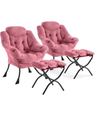 Lazy Chair with Ottoman, Modern Lounge Accent Chair,Leisure Sofa Armchair with Footrest,Reading Armchair with Side Pocket for Living Room