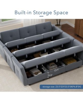 Modular Sectional Sofa, 143.8 Inch Sectionals Couch U Shaped Sofa with Storage Ottoman, 9 Seat Comfy Sectional Couches