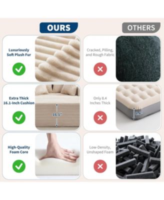 Oversized Chaise Lounge Chair 54 61" Indoor Corduroy Cloud Boneless Single Couch Sofa with 4 Pillows Armrests & Deep Seat No Assembly