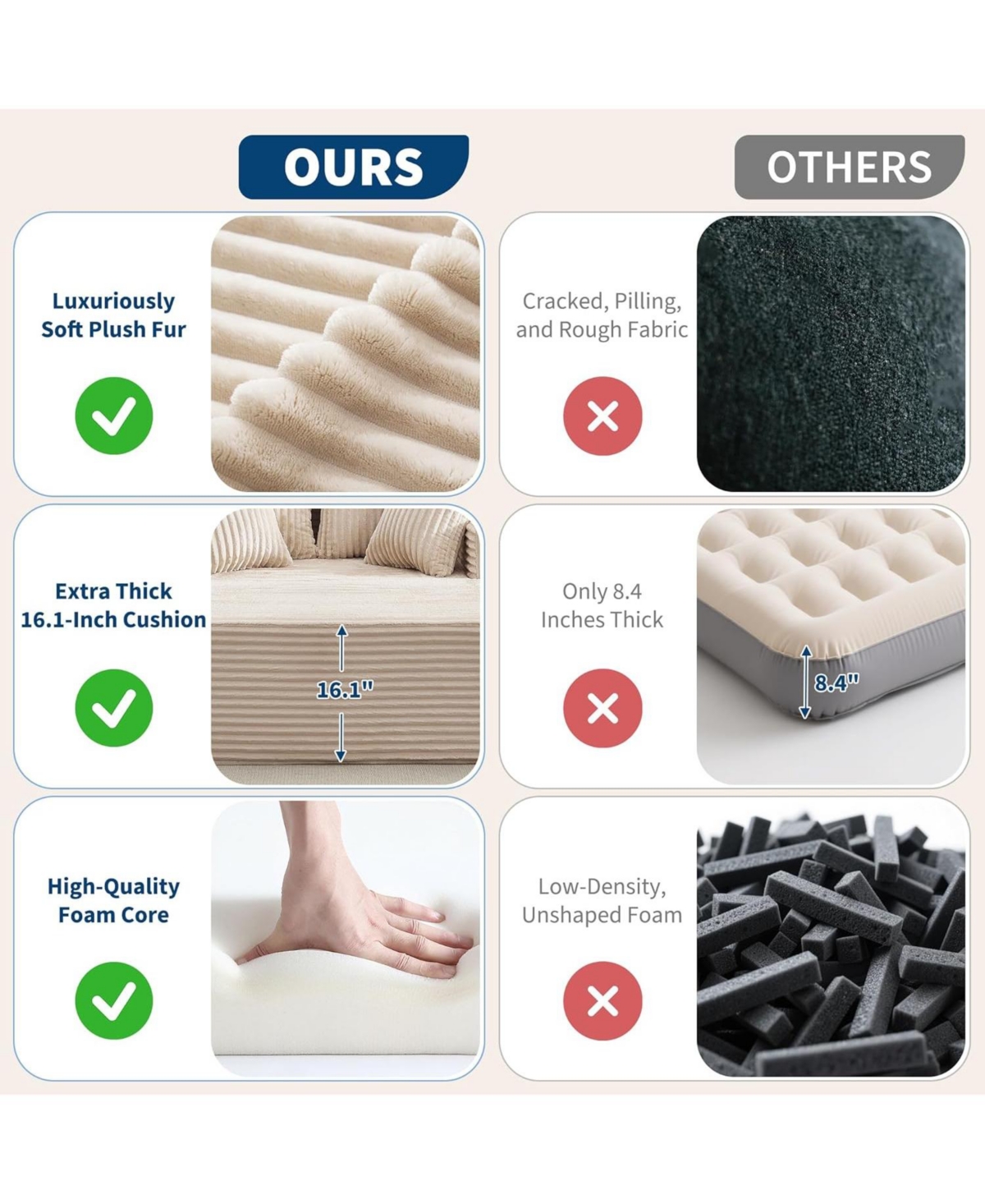 gaomon Oversized Chaise Lounge Chair 54 61" Indoor Corduroy Cloud Boneless Single Couch Sofa with 4 Pillows Armrests & Deep Seat No Assembly