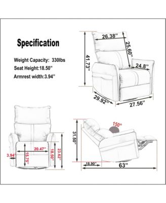 270° Swivel Power Recliner Chair with USB Charging,Overstuffed Rocking Recliner,PU Glider for Living