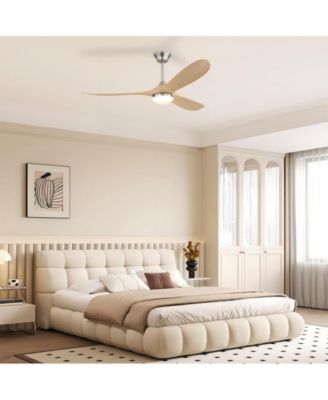 60-inch Modern Sand Nickel 3-blade Ceiling Fan Light With Remote Control Supports Mobile Phone Connection And Voice Function