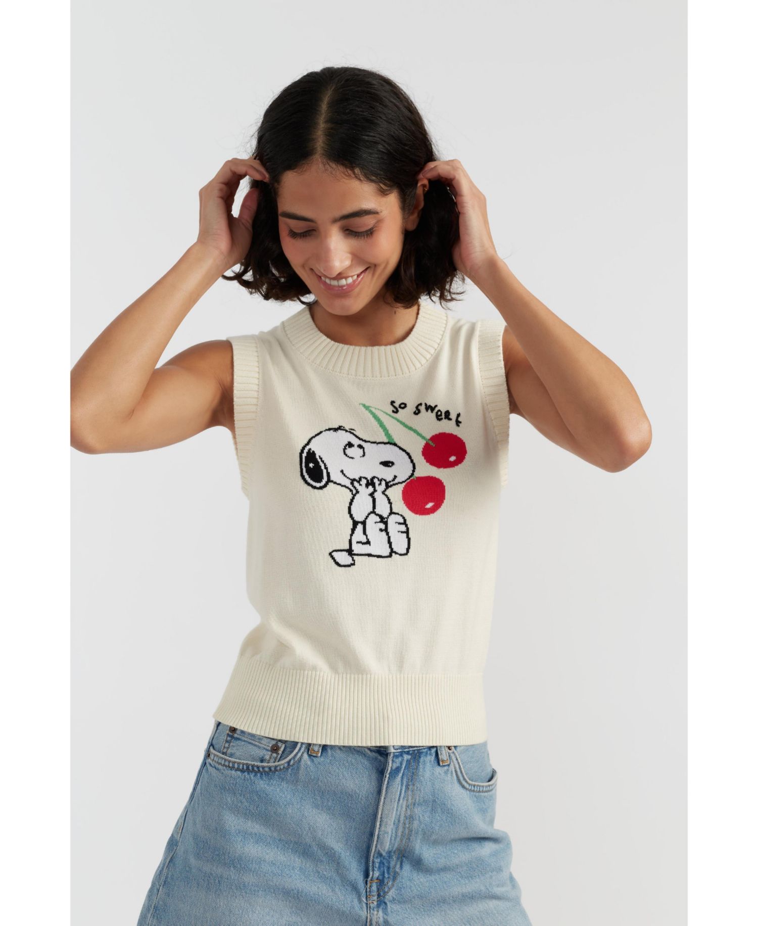 Women's Chinti and Parker Cotton Snoopy Cherry Tank
