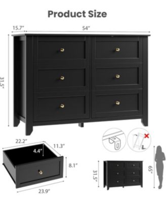 Dresser for Bedroom, 6 Chest of Drawer Dresser Organizer, Modern Wood Storage Cabinet for Living Room, Closet Storage, Entryway, Hallway