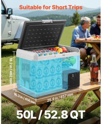 52.8QT/50L Car Refrigerator Freezer, -4°F to 68°F, 12/24V DC & 100-240V AC, Portable Compressor Cooler