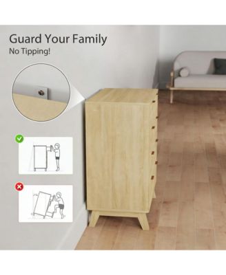 Nightstand, 4 Drawer Double Dresser, Wave-Fluted Fronts, Gold Finger Pulls, Bedside Table