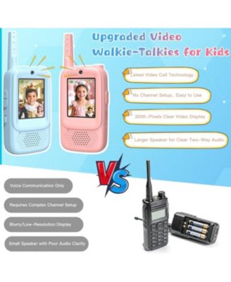 Kids Video 2 Pack Walkie Talkies with Screen & Voice Effects for Family/Camping/Hiking, Christmas Birthday Gifts