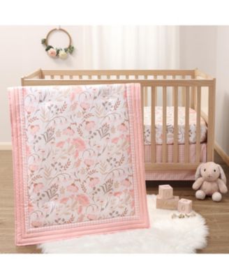 Crib Bedding Set for Baby Girls, Whimsical Floral, 3 Pieces