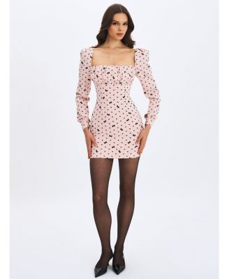 Women's Perla Baby ruched Bust Velvet-Embossed Bow Mini Dress