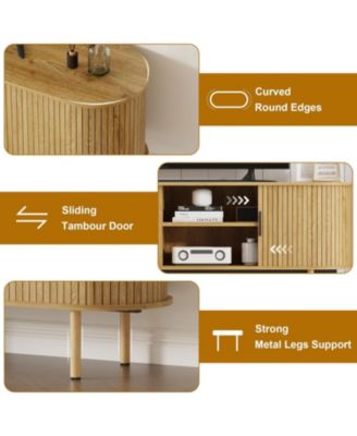 70.1 in TV Stand, Modern TV Console Table with Storage Compartment and Sliding Door, Gaming Entertainment Center with Cabinet for Living Room