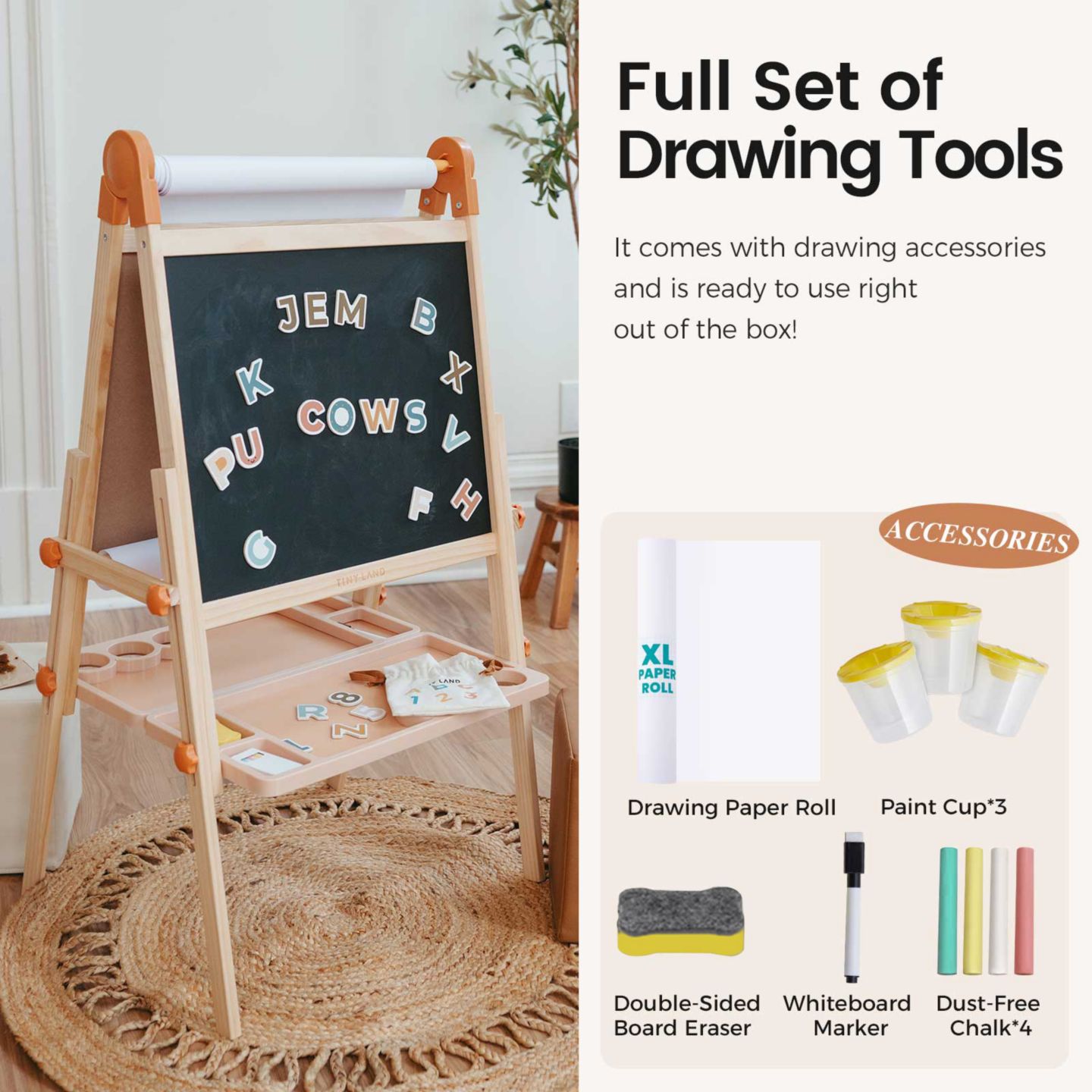 Детская игрушка Tiny Land Magnitales Double-Sided Magnetic Easel, Ages 3+ — фото 2