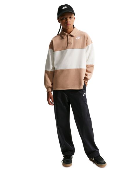 Свитшот Nike Sportswear Club Rugby Striped Sweatshirt для мальчиков, цвет: Натуральный бежевый / Молочный