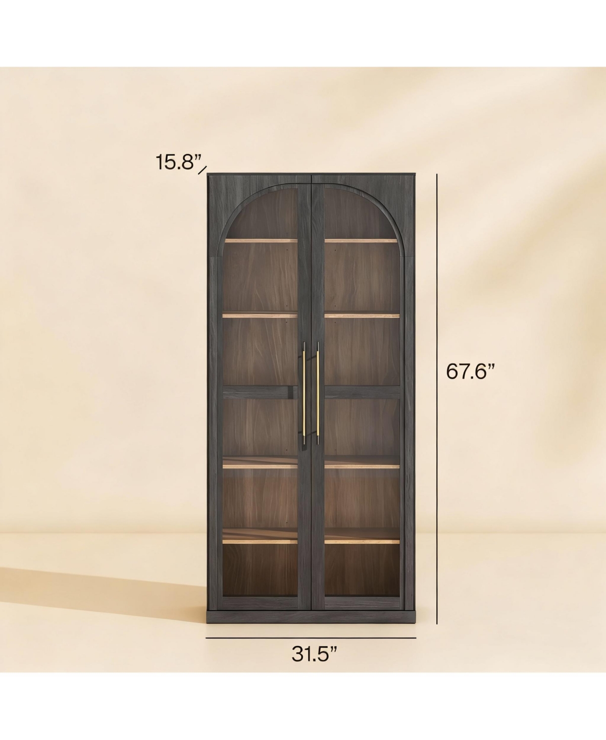 Yigii 67" Glass Display Cabinet with 6-Tier Adjustable Shelves for Home & Camp Commercial Use