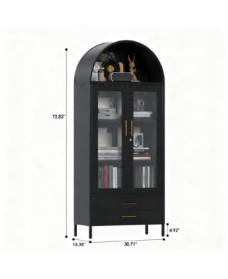 Stylish Metal Arched Bookshelf Cabinet for Home Office and Living Room