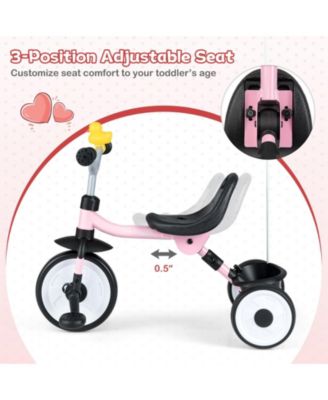 Toddler Tricycle with 3-Position Seat and Storage Basket for Kids