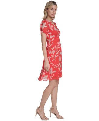 Women's Printed Puff-Sleeve Shift Dress