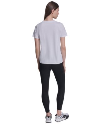 Women's Rhinestone Varsity Logo Relaxed Fit Pull-On T-Shirt