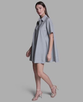 Women's Collared Neck Short-Sleeve Babydoll Mini Dress